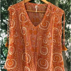 COPY - Anthropologie top blouse v neck sleeveless orange Sz xs
